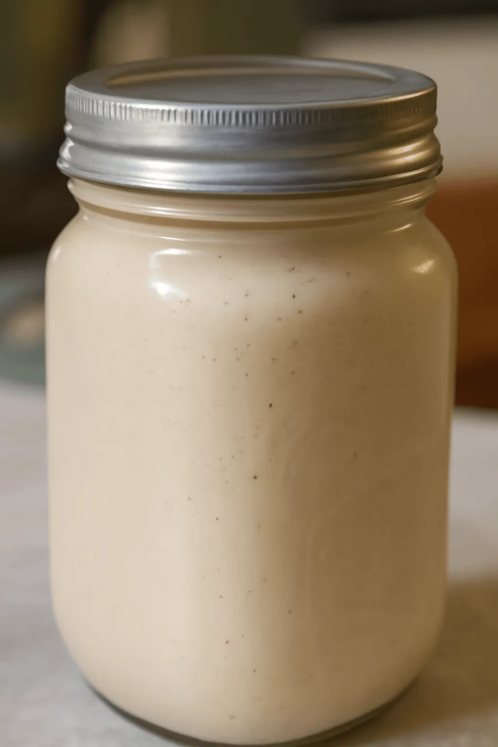 Creamed honey stored in a sealed jar