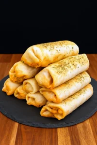 Cheesy garlic chicken wraps served in tortillas