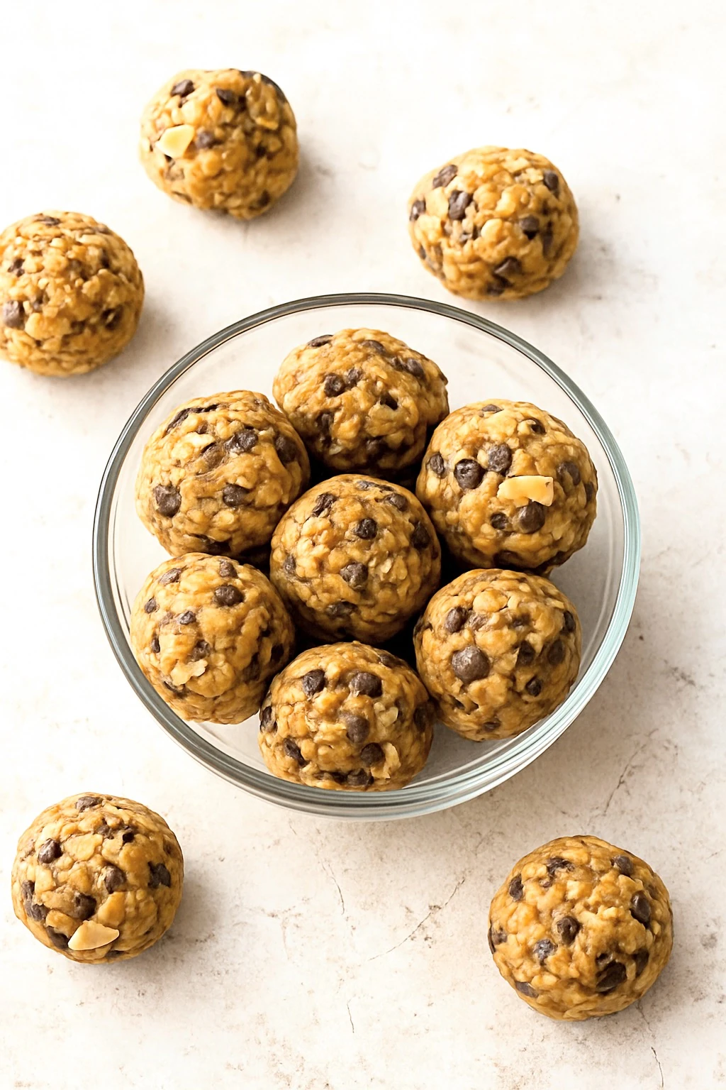 Coconut oatmeal energy bites in a bowl ready to serve