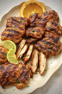 Maple chipotle grilled chicken served with garnish