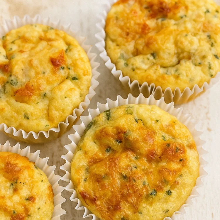 Fluffy cottage cheese egg muffins baked in a muffin tin