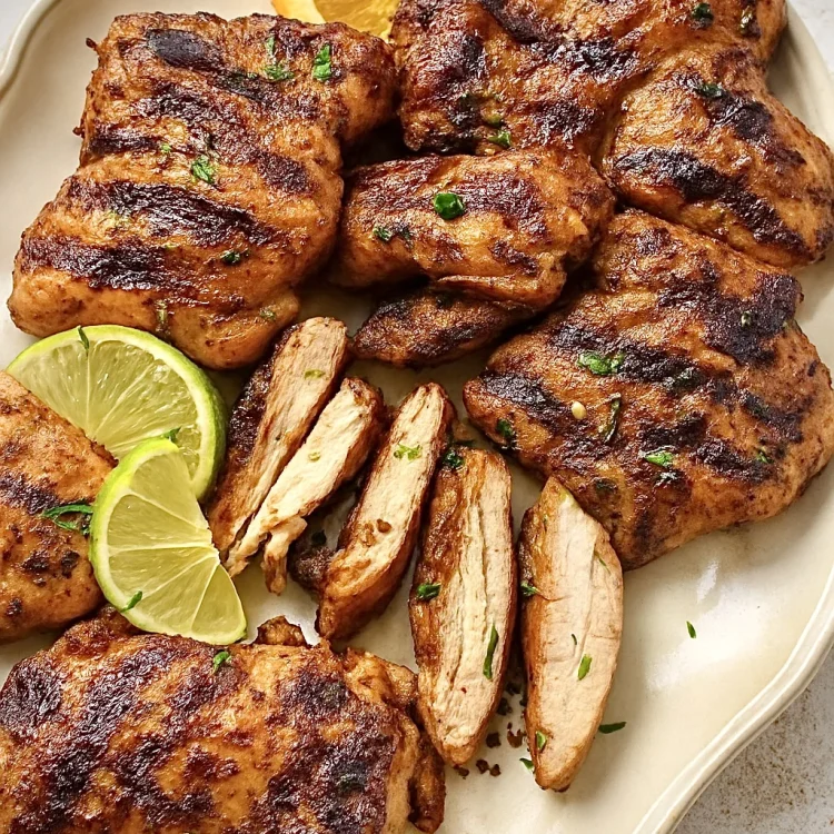 Maple chipotle grilled chicken served with garnish